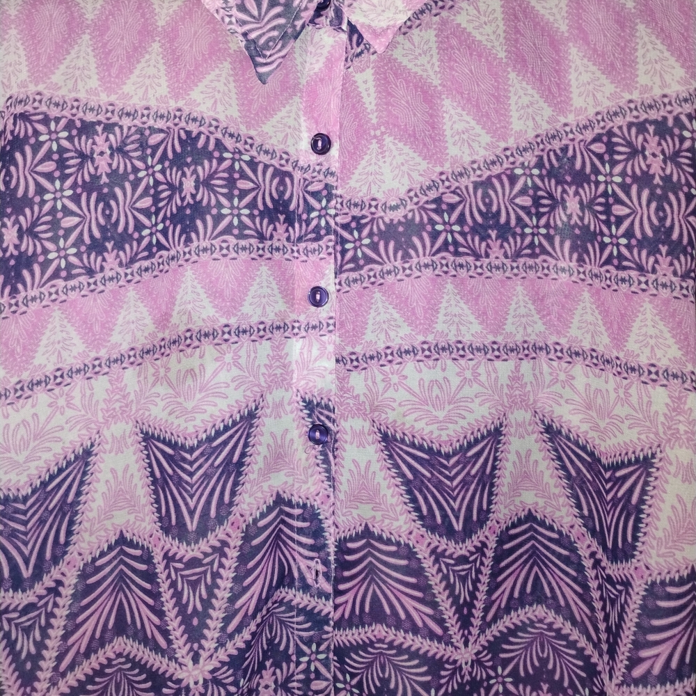 Attention Pink and Purple Button Down Shirt 3X PTP 28"